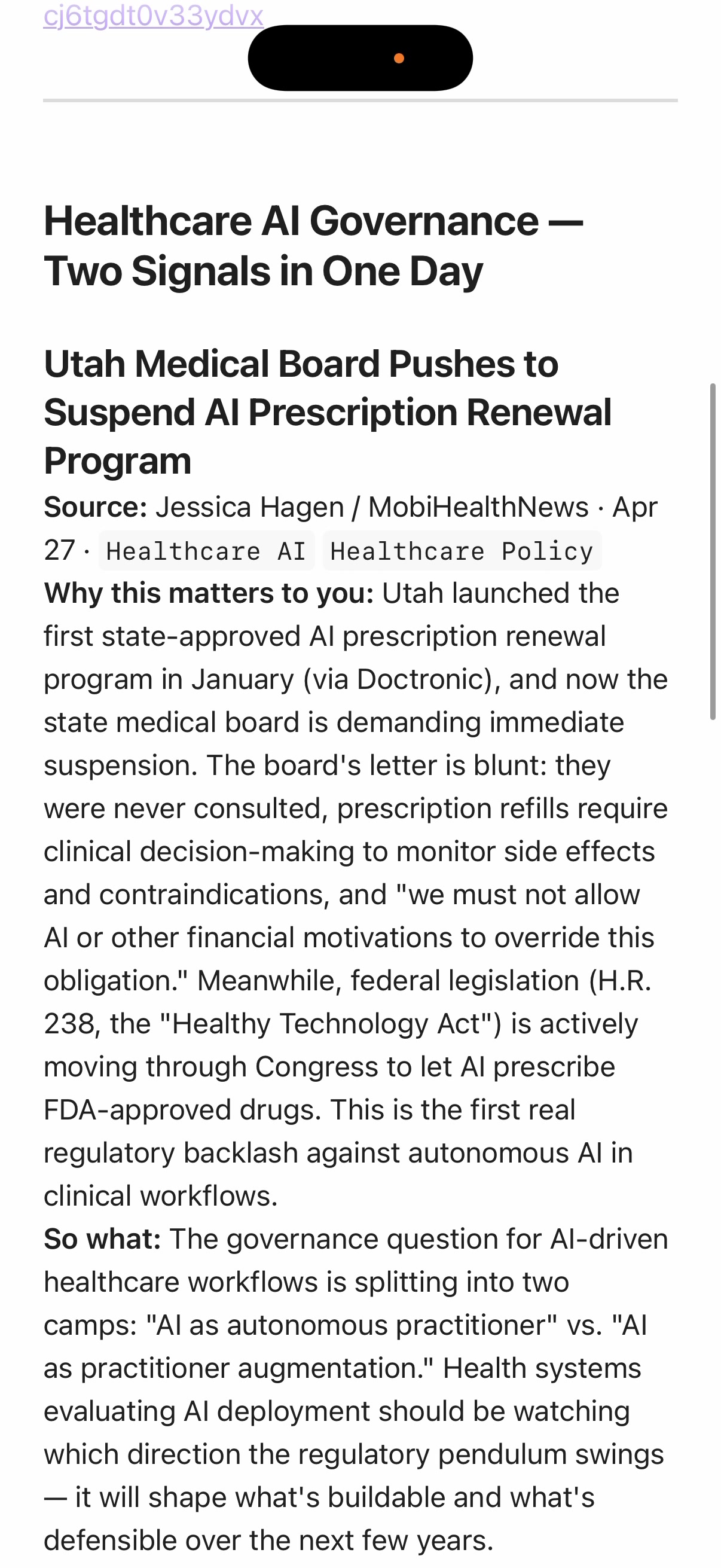 Industry radar analysis of healthcare AI governance signals